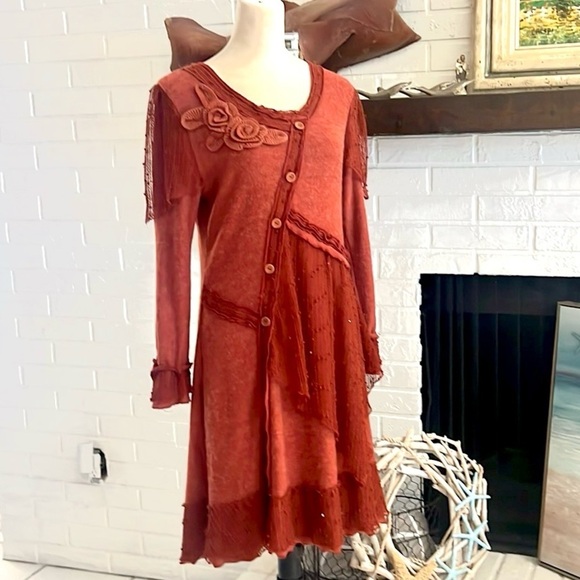 Pretty Angel, Gorgeous Soft Linen Blend Multi-Texture Unique Dress, EUC, Size M - Picture 1 of 9